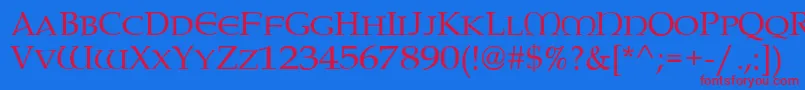 PaternosterAh Font – Red Fonts on Blue Background