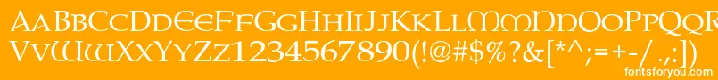 PaternosterAh-Schriftart – Weiße Schriften auf orangefarbenem Hintergrund