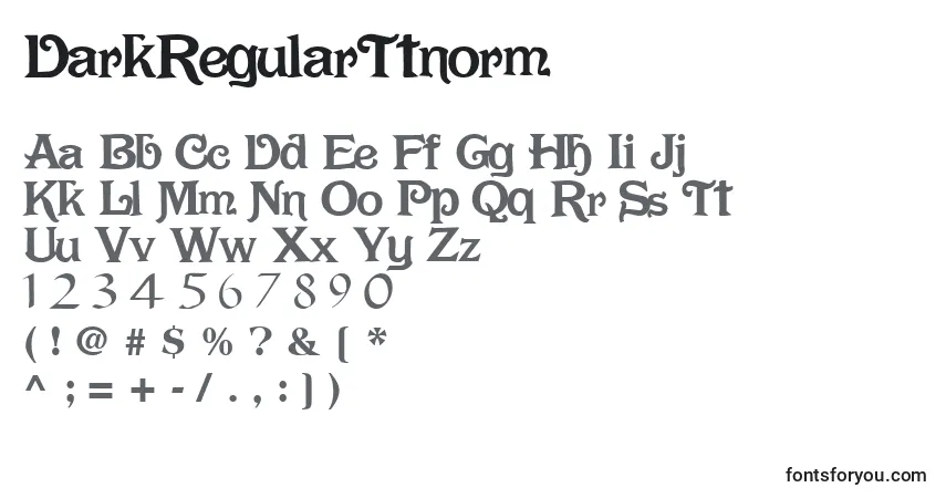 Fuente DarkRegularTtnorm - alfabeto, números, caracteres especiales