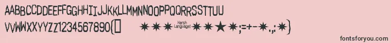 Czcionka Harshlanguageac – czarne czcionki na różowym tle