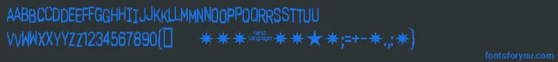 Harshlanguageac Font – Blue Fonts on Black Background