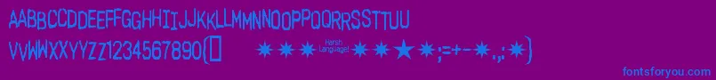 Шрифт Harshlanguageac – синие шрифты на фиолетовом фоне