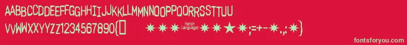 Harshlanguageac Font – Green Fonts on Red Background