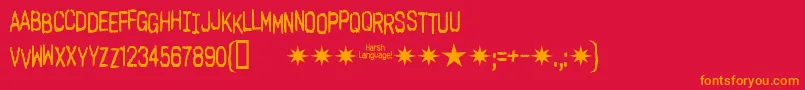 Шрифт Harshlanguageac – оранжевые шрифты на красном фоне