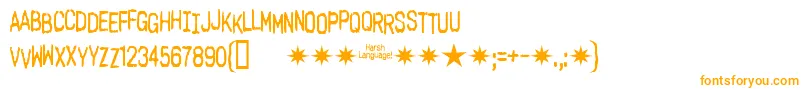 Harshlanguageac-Schriftart – Orangefarbene Schriften auf weißem Hintergrund