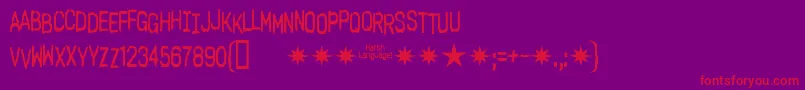 Harshlanguageac-Schriftart – Rote Schriften auf violettem Hintergrund