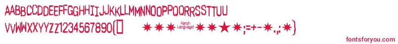 Harshlanguageac-Schriftart – Rote Schriften auf weißem Hintergrund