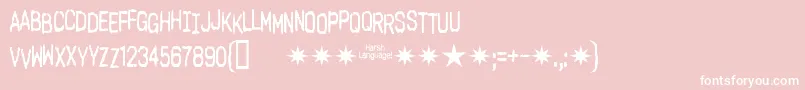 Harshlanguageac-Schriftart – Weiße Schriften auf rosa Hintergrund