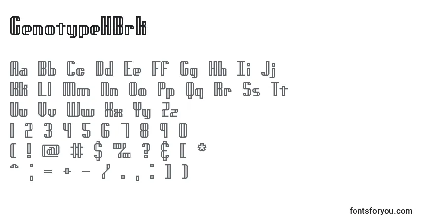 A fonte GenotypeHBrk – alfabeto, números, caracteres especiais