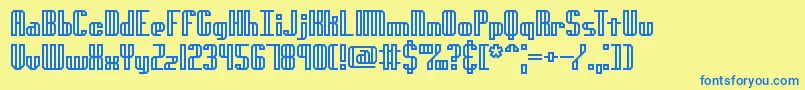 フォントGenotypeHBrk – 青い文字が黄色の背景にあります。