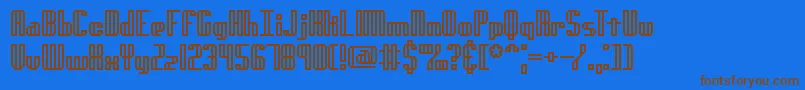 フォントGenotypeHBrk – 茶色の文字が青い背景にあります。