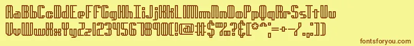 フォントGenotypeHBrk – 茶色の文字が黄色の背景にあります。