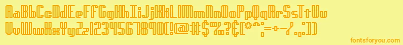 フォントGenotypeHBrk – オレンジの文字が黄色の背景にあります。