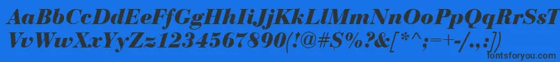 Fonte Bodoni Bolditalic – fontes pretas em um fundo azul