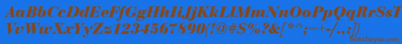 Bodoni Bolditalic Font – Brown Fonts on Blue Background