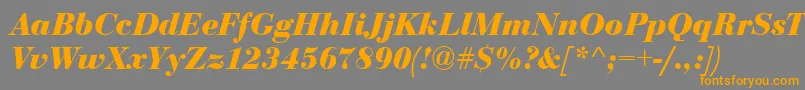 フォントBodoni Bolditalic – オレンジの文字は灰色の背景にあります。