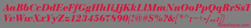 Bodoni Bolditalic Font – Red Fonts on Gray Background