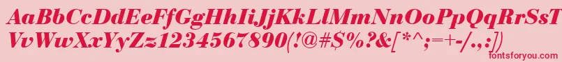 Bodoni Bolditalic Font – Red Fonts on Pink Background
