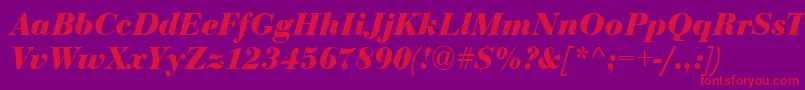 Bodoni Bolditalic Font – Red Fonts on Purple Background