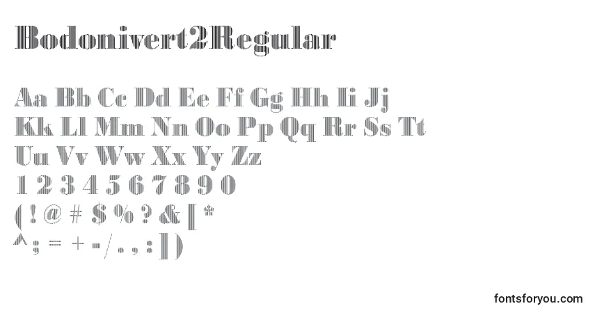 Czcionka Bodonivert2Regular – alfabet, cyfry, specjalne znaki