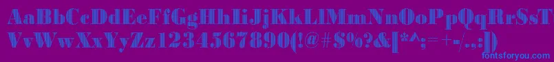 Bodonivert2Regular-Schriftart – Blaue Schriften auf violettem Hintergrund