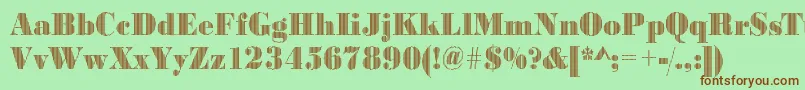 Bodonivert2Regular-Schriftart – Braune Schriften auf grünem Hintergrund