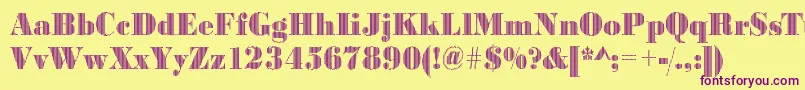 Bodonivert2Regular-fontti – violetit fontit keltaisella taustalla