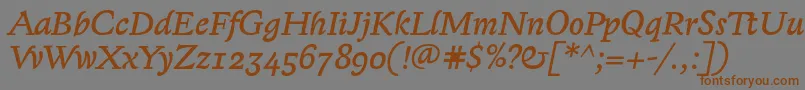 フォントLexongothicItalic – 茶色の文字が灰色の背景にあります。