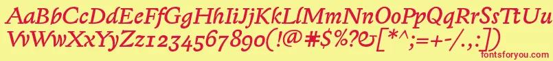 LexongothicItalic Font – Red Fonts on Yellow Background