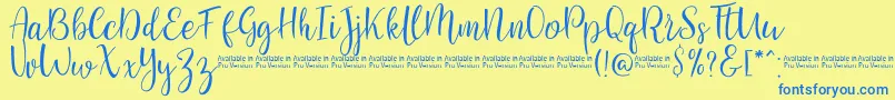 SaniesScript Font – Blue Fonts on Yellow Background