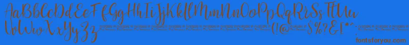 SaniesScript Font – Brown Fonts on Blue Background