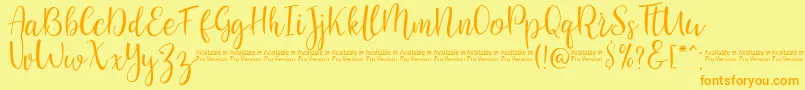 SaniesScript-fontti – oranssit fontit keltaisella taustalla