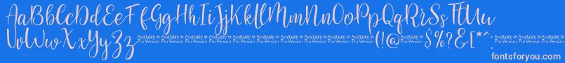 SaniesScript Font – Pink Fonts on Blue Background