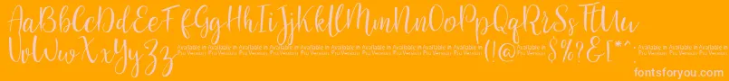 SaniesScript-Schriftart – Rosa Schriften auf orangefarbenem Hintergrund