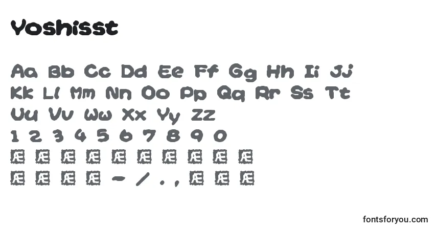 Czcionka Yoshisst – alfabet, cyfry, specjalne znaki