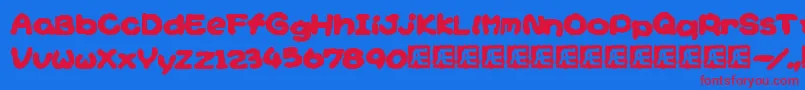 Yoshisst Font – Red Fonts on Blue Background
