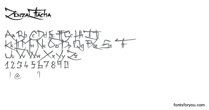 A fonte ZenzaiItacha – alfabeto, números, caracteres especiais