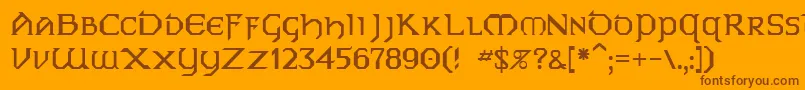Gallows7-Schriftart – Braune Schriften auf orangefarbenem Hintergrund
