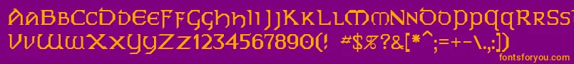 Gallows7-Schriftart – Orangefarbene Schriften auf violettem Hintergrund