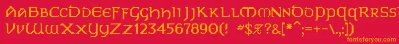 Gallows7-Schriftart – Orangefarbene Schriften auf rotem Hintergrund
