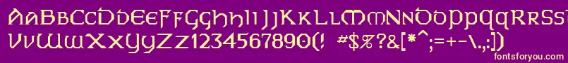 Gallows7-Schriftart – Gelbe Schriften auf violettem Hintergrund