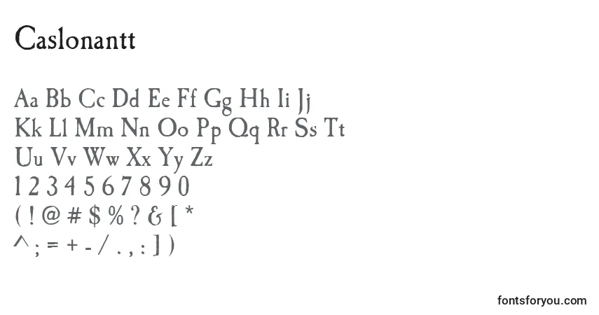 A fonte Caslonantt – alfabeto, números, caracteres especiais