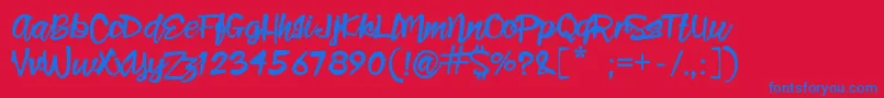 Fonte ClaritaScript – fontes azuis em um fundo vermelho