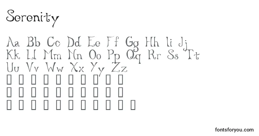 Шрифт Serenity – алфавит, цифры, специальные символы