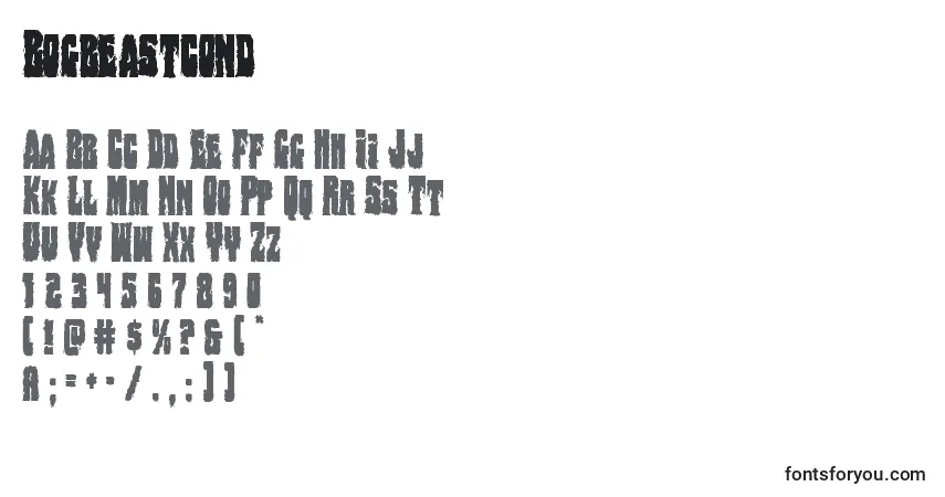 Schriftart Bogbeastcond – Alphabet, Zahlen, spezielle Symbole