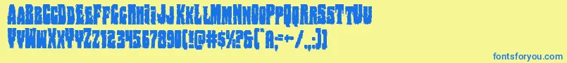 フォントBogbeastcond – 青い文字が黄色の背景にあります。