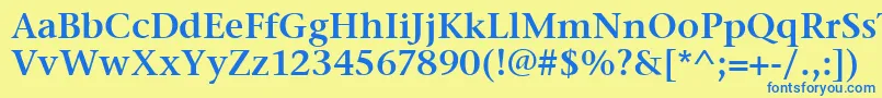 フォントStoneSerifItcSemi – 青い文字が黄色の背景にあります。