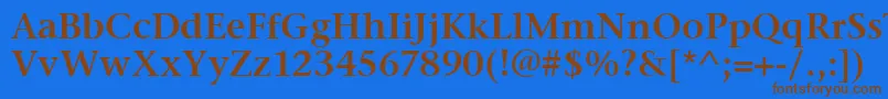 フォントStoneSerifItcSemi – 茶色の文字が青い背景にあります。