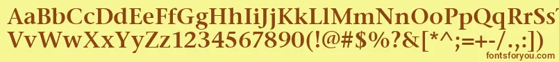 フォントStoneSerifItcSemi – 茶色の文字が黄色の背景にあります。