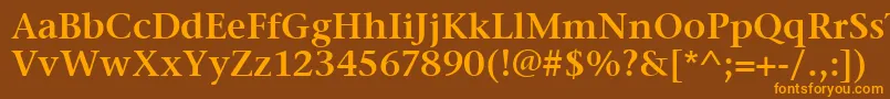 フォントStoneSerifItcSemi – オレンジ色の文字が茶色の背景にあります。